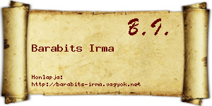 Barabits Irma névjegykártya