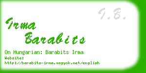 irma barabits business card